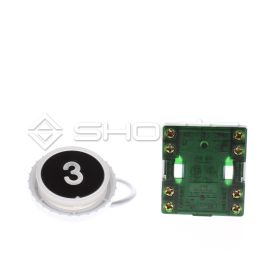 DH052-0413 - Dewhurst M20 RET Push Button - Legend '3' Black Anodised Opal Moulded 24v Red / White Illumination