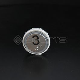 MS052-2391 - Vegas Push Button - Red Illumination - Legend "3"