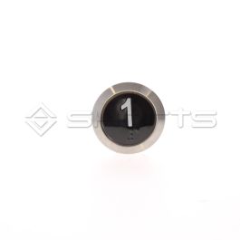 MS052-2726 - JMT BAS120 Push Button - Red LED - Black Finish - Legend "1" With Braille