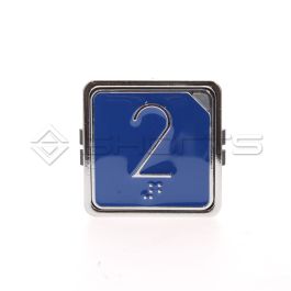 MS052-2738 - Elmi RP63Z Push Button, Zama Blue, 50x50mm, 1NO/NC, Red LED - Legend ''2''