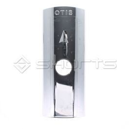 OT075-0018 - Otis Faceplate For Single Hall Button - Chrome with Otis Logo 'UP Arrow' (clip fixings)