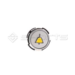 SF052-1098 - Schaefer RT42 2MX1 - Housing Rim Stainless Polished - Touch Plate Stainless Matte - Marking Embossed Black (Yellow Infilled) - Single Illumination LED Blue - Legend "Alarm"